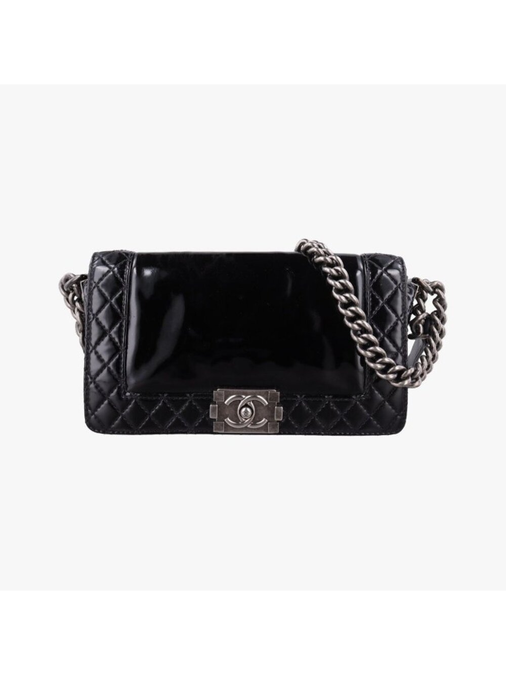 Chanel Boy Black Patent Shoulder Bag